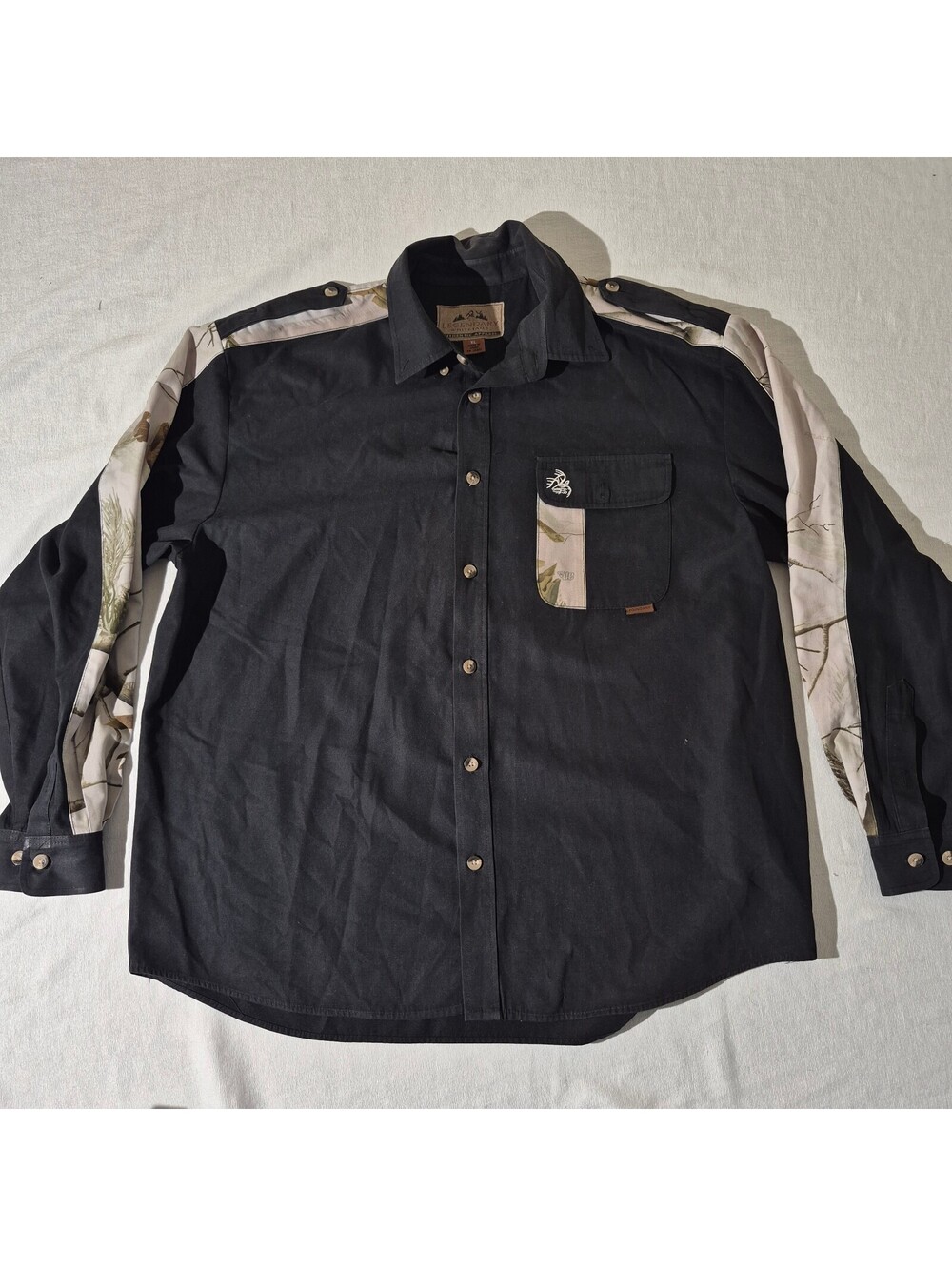 Legendary Whitetails XL XLarge black camo long sleeve dress button up shirt